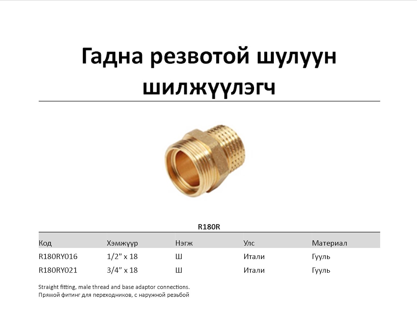 Холбогч, фитинг, ниппель