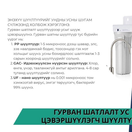 ГУРВАН ШАТЛАЛТ УС ЦЭВЭРШҮҮЛЭГЧ ШҮҮЛТҮҮР 