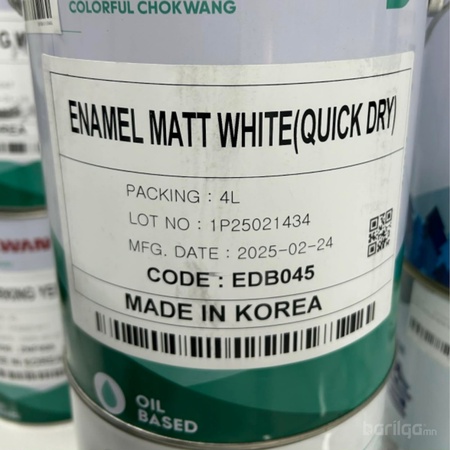 Энамель матт цагаан будаг 4л 
