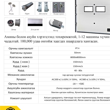 Ахуйн мотортой гараашийн автомат хаалга